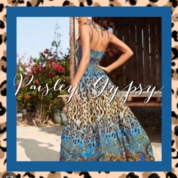 LEOPARD BACKLESS PLUNGING SPAGHETTI STRAP PREMIUM QUALITY DRESS - Picture 2 of 16